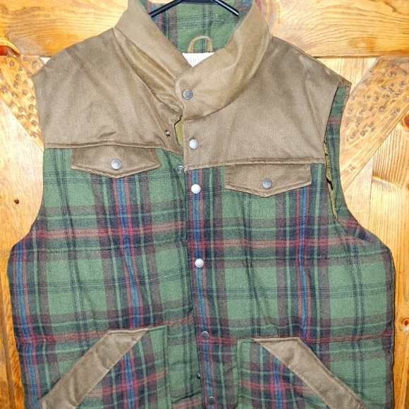 Coats | Mens Flannel Puffer Vest Green 